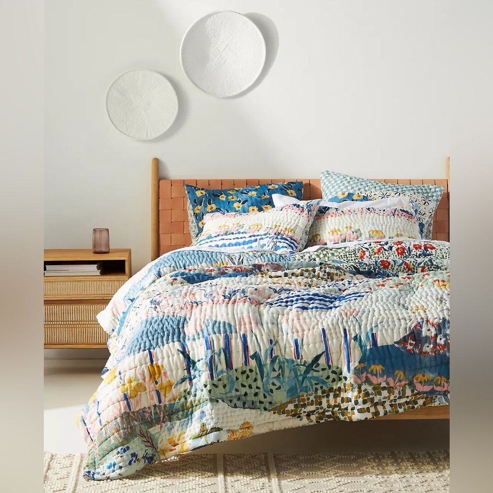 New Anthropologie 100% Cotton Voile Printed Quilt Collection Size King - Picture 1 of 12